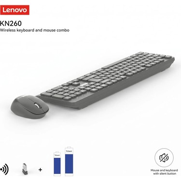Lenovo KN260 Kablosuz Klavye Mouse Set Sessiz Koyu Gri Fiyatı