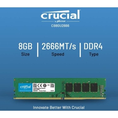 Crucial 8GB 2666MHz UDIMM CL19 DDR4 Ram Oyun ve Tasarım Fiyatı
