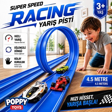 スポーツトイ・アクショントイ SPYY Flying V Esnek Yarış Pisti Kıvrılabilir Mavi Renk 4.5m Fiyatı
