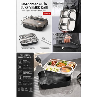 トライアルセット・サンプル yumeka112 Valkyrie 304 Paslanmaz Çelik Lunch Box 2400 ml Termal Taşıma Fiyatı