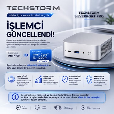 Techstorm SilverPort Pro Intel İ3-1220P 16gb Ram 256GB Rom Fiyatı