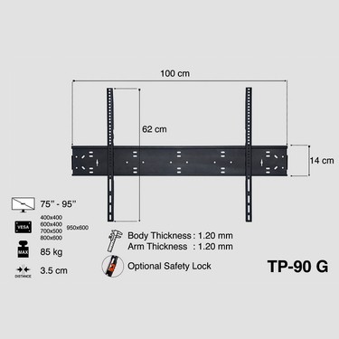 Everest TK-7598 75'' 95'' Max 85 kg 400X400-600X400-700X500 Fiyatı