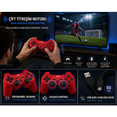 Vorex Trio TR-903 Ps3 Uyumlu Kablosuz Oyun Kolu Çift Fiyatı