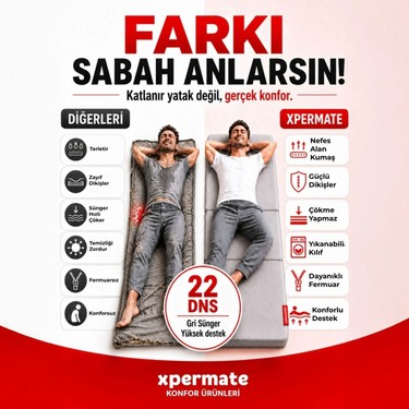 Xpermate Ultra Kalın Katlanır Sünger Yatak, Yer Yatağı, Fiyatı