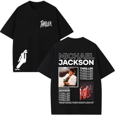 Michael Jackson thriller Tシャツ バック　セット Michael Jackson Thriller Albüm Baskılı Unisex %100 Pamuklu Fiyatı