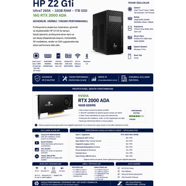 Hp Z2 G1I Core Ultra 7 265K Rtx 2000 Ada 16GB 16GB Ram 2tb Fiyatı