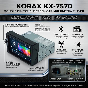 Korax KX-7570 Double Din Dokunmatik Ekran Araç Multimedya Fiyatı