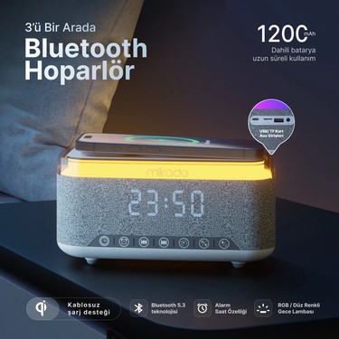 Mikado Md-W8 1200MAH 10W Gri Bluetooth-Usb-Kablosuz Şarj Fiyatı