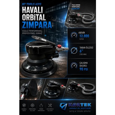 Nt Tools 6313 Havalı Orbital Zımpara 150 mm 12000 Rpm Fiyatı