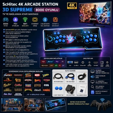 Schitec 4K Arcade Station 3D Supreme 8000 Oyunlu Tv Baglanan Fiyatı