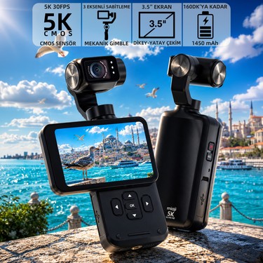 Mioji Pocket 3 5K 30FPS 48MP 3 Eksenli Gimbal Kamera 3.5 Fiyatı