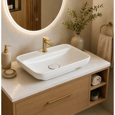 ラボンエクラ Turkuaz Seramik Lal 60x42 cm Tezgah Üstü Lavabo Fiyatı