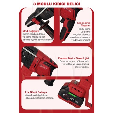 RKL-9173 Retools Bordo 5'li Set (4'lü Set + 200 Amper Fiyatı