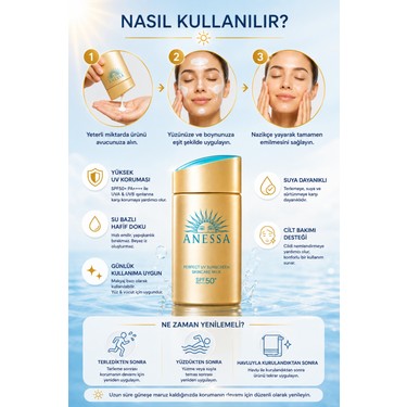 新品未開封ANESSA Perfect UV Skincare Milk 4個 Anessa Perfect Uv Sunscreen Skincare Milk SPF50+ Pa++++ Fiyatı