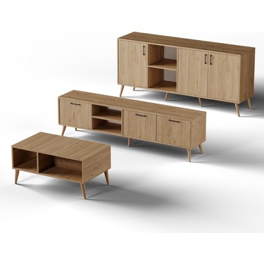 Mezza Set 1587-2076-1626 Exxen (Ahşap Ayaklı) Tv Ünitesi - Fiyatı