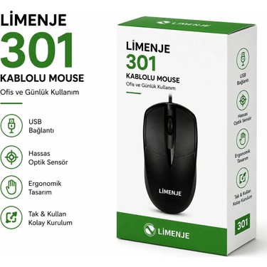 Krl Limenje 301 Kablolu Optik Ofis Mouse Fiyatı