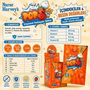 Nurse Harvey's Pops Vitaminli Patlayan Şeker 8 gr x 12 Fiyatı