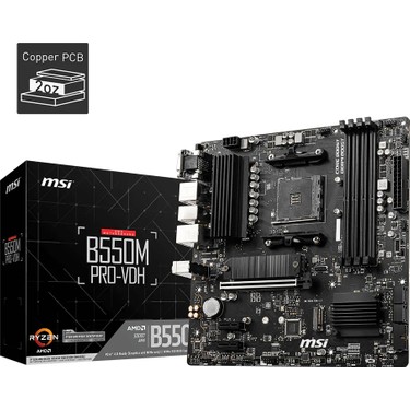 MSI B550M PRO-VDH AM4 DDR4 4400(OC) HDMI DP VGA M.2 USB3.2 Fiyatı