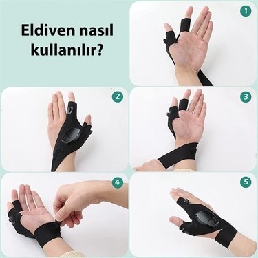 TeknoKapsül Tamir Mekanik Iş Için Şarjlı Parmak LED Aydınlatma Eldiveni görsel 4