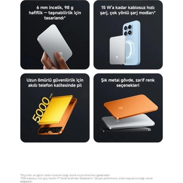 Xiaomi UltraThin Magnetic Power Bank 5000 15W - 6,0 mm Ultra Fiyatı