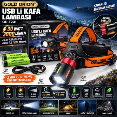 farissu 30W 3000 Lümen 1 KM Menzilli Zoomlu Kafa Lambası + Fiyatı