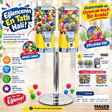 Mager 2'li Kare Sakız ve Zıp Zıp Top Otomatı ( Sakız 5 Lira Fiyatı