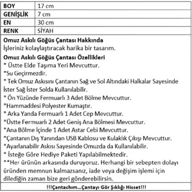 Seventeen Tek Omuz Askılı Polyester Sırt - Göğüs Çantası - Fiyatı