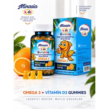 Minasia Kids Omega 3 Çiğnenebilir Gummies 60 Adet Portakal Fiyatı