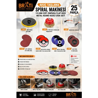 BRATİ HAND TOOLS Avuç Taşlama Spiral 115 mm Cırt Zımpara Fiyatı