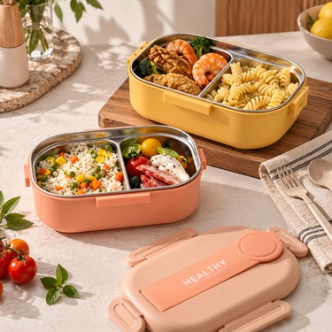 2 Bölmeli Yemek Kabı 900 ml 304 Paslanmaz Çelik Iç Hazneli Fiyatı