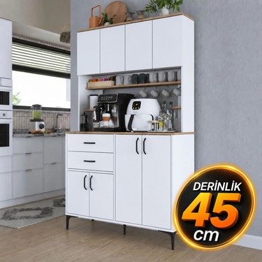 Rani JE212 Çok Amaçlı Dolap 8 Kapaklı 2 Çekmeceli Beyaz - Fiyatı