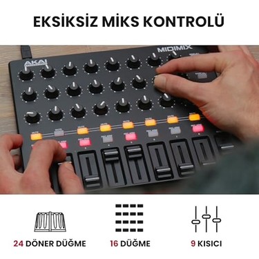 Akai Professional USB MIDIコントローラー セット Akai Professional Mıdımix USB Mıdı Mikser Kontrolör Fiyatı