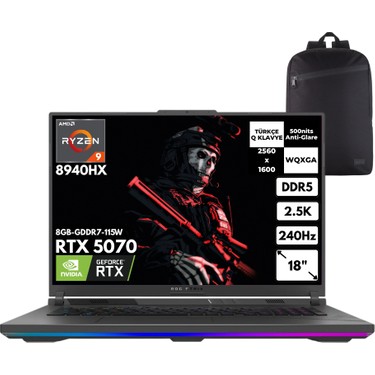 Asus Rog Strix G18 Ryzen 9-8940HX 32-Gbddr5 1 Tbssd RTX5070 Fiyatı