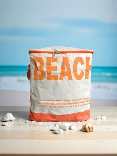 1001 Termal Plaj Çantası, Beach Yazılı Plaj Çantası, Termal Çanta, Soğuk Tutucu Termos görsel 4