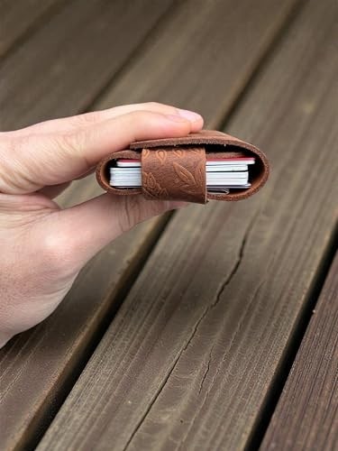 1001 Hakiki Deri Minimal Kartlık, Erkek & Kadın Minimalist Kartvizitlik, Tek Çıtçıtlı Şık Para V görsel 4