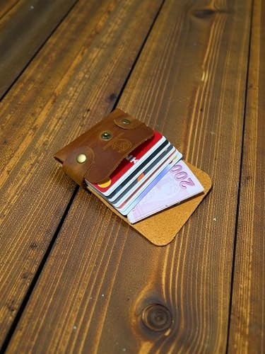 1001 Hakiki Deri Minimal Kartlık, Erkek & Kadın Minimalist Kartvizitlik, Tek Çıtçıtlı Şık Para V görsel 4