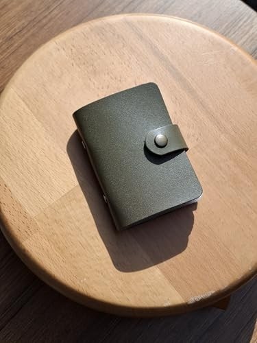 1001 Kredi Kartlık Hakiki Deri Içi Şeffaf 10 Bölmeli Mini Kartlık Kartvizitlik 9 x 7 cm (Yeşil) görsel 3