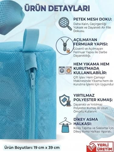 1001 2'si Bir Arada Yıkama ve Kurutma Filesi, Xl Büyük Boy Çamaşır Yıkama Çantası, Yıkama Files görsel 5
