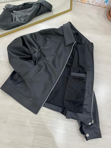 1001 Oversize Rahat Kalıp Düz Erkek Deri Ceket görsel 4