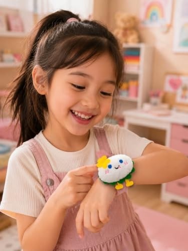 Aesco Mochi Yumurta Peluş Bileklik Oyuncak, Bileğe Vurunca Sarılan Slap Bileklik, Çok Amaçlı Saç Tokası görsel 2