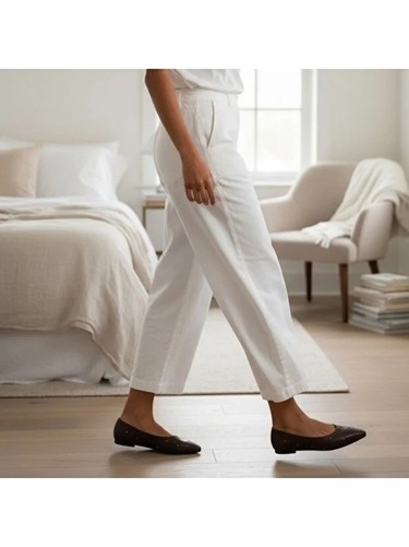 Ne&Ve Shoes Siyah Deri Çapraz Dikiş Detaylı Pimli Kadın Sivri Burun Babet görsel 8