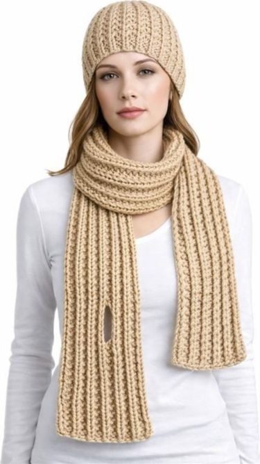 Uretti - Emine 9106 3286 El Örgüsü Bere ve Kaşkol Takımı