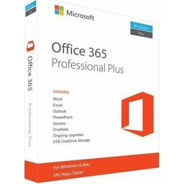 Microsoft Office 365 Lisans Anahtarı Professional Plus Özellikleri ile 5 PC/Mac/Tablete