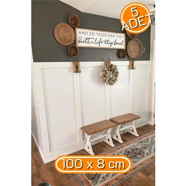 Renkli Duvarlar Iskandinav Duvar Çıtası 1 Paket (5 Adet) 8×100 cm Mdf Duvar