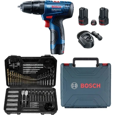 Bosch Darbeli Matkap Şarjlı Maktap Çok Amaçlı Yüksek Kaliteli El Aleti Çift Akülü 103 Parça Set