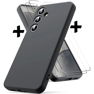 M.TK Moveteck Galaxy S24 5g Kılıf Kamera Korumalı Soft Yumuşak Mat Silikon + 9h Tempereli Ekran