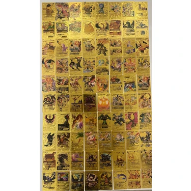 Abetto Market Pokemon Gold Özel, Esnek Yeni Seri Parlak Oyun Kartı 110 Adet Altın