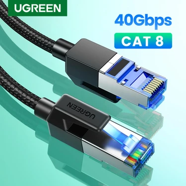 Tialating Ugreen Ethernet Kablosu Cat8 40 Gbps 2000 Mhz Cat 8 Ağ Naylon Örgülü Internet Lan Kablosu