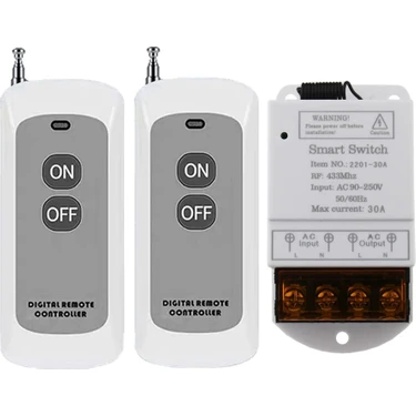 KingKuee 433MHZ Kablosuz Uzaktan Kumandalı Anahtar Ac 110V/120V/220V/30A 1ch Röle Rf Pompa Güvenlik