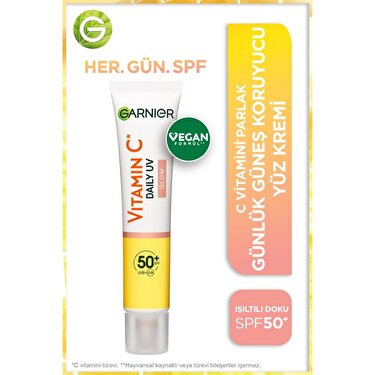 Garnier C Vitamini Parlak Günlük Güneş Koruyucu Fluid Yüz Kremi Işıltılı Doku SPF50+